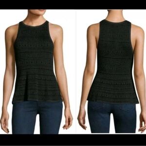 THEORY High Neck Sleeveless Textured Peplum Top Size Small